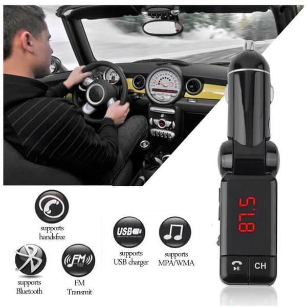 Glamour LCD Bluetooth bil FM transmitter MP3 USB oplader håndfri til iPhone