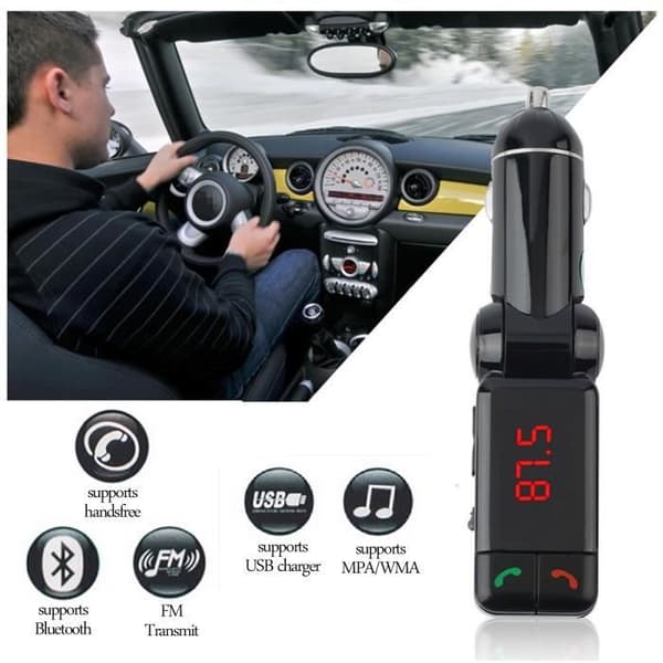 LCD trådløs bilkit Bluetooth FM transmitter, USB oplader, håndfri støtte SD kort, FM Bluetooth transmitter oplader
