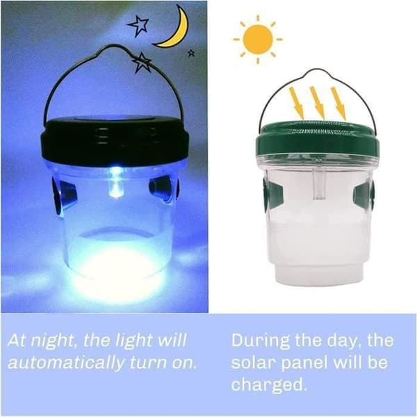 2st Flugfälla Getingfälla Insektsfälla LED Solenergi Insektsbekämpning Fruktflugfälla