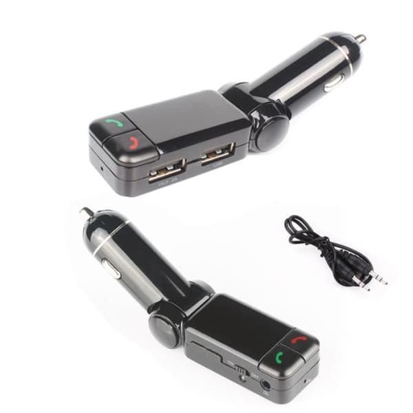 Bluetooth bilsæt FM transmitter MP3 afspiller aux håndfri LED display bærbar dobbelt USB oplader FM transmitter