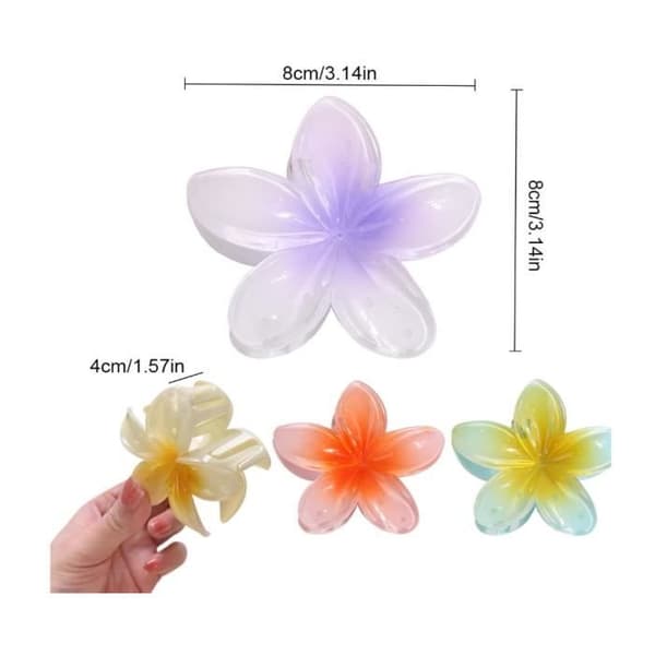 Hårspænde - Blomst - Antiskrid - 4 stykker - Til tykt hår
