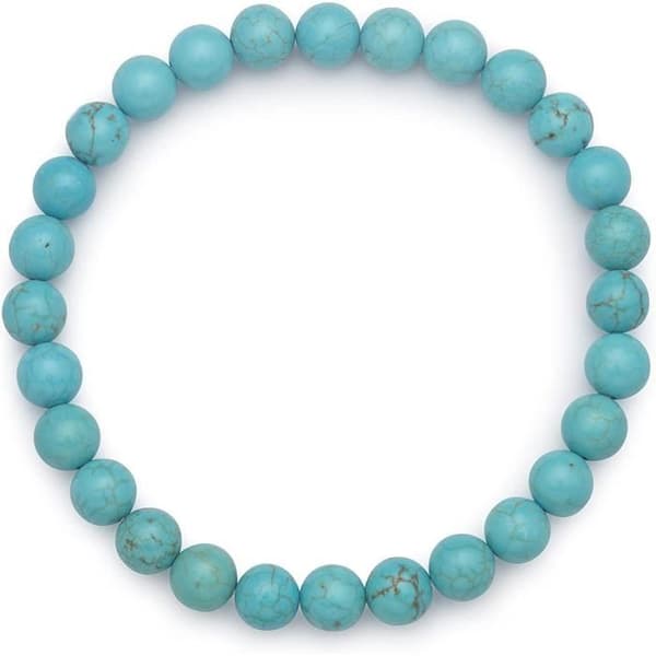 Armband - Hellostone - Turkos - 6 mm - Elastisk - 17 cm