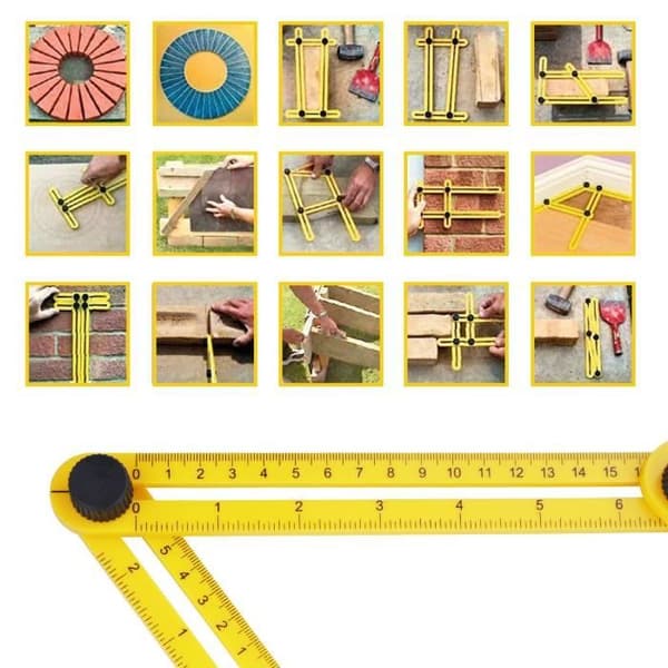 Vinkelmåler fire sider regel Meter Instrument Glideskinner Mekanisme - Gul