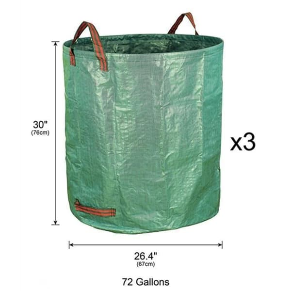 Trädgårdsavfallspåse - 272L - Solid PE - 3 stycken - Grön