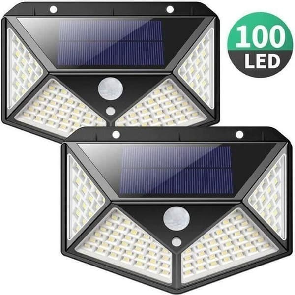 Solcellelampe - PB - 2 pak - 100 LED - Bevægelsessensor - Sort