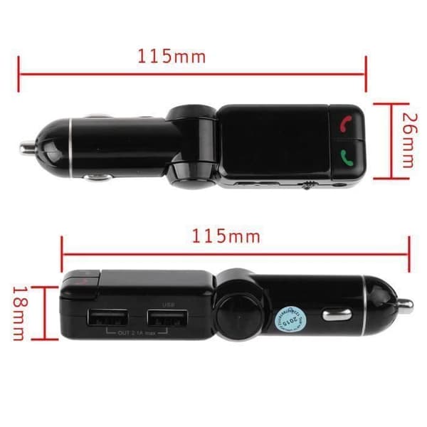 Trådløs LCD Bluetooth bil FM transmitter MP3 A2DP stereo musikafspiller USB oplader handsfree til ISO Android