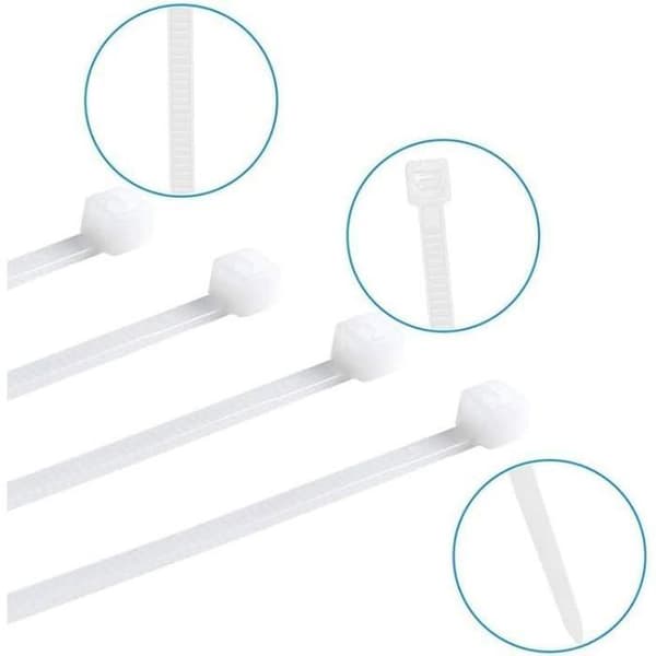 Sæt med 100 Plastikkabler - 100 Stykker Kabelbindere Rislan - 100x25mm Hvid
