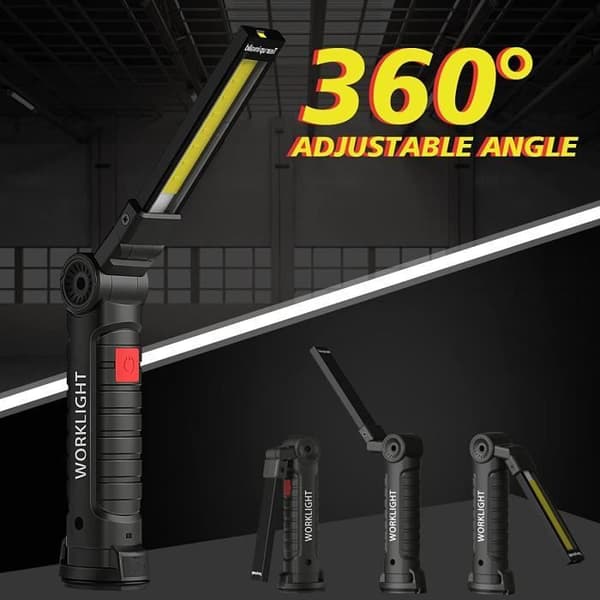 Arbejdslampe - Genopladelig USB - 5 tilstande - Sort-røg - Skridsikker
