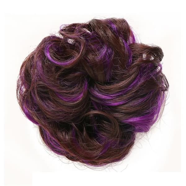 Perruque - Syntetisk - Høj knold - Mørkebrun-Violet - Elastisk - 12.5cm i diameter