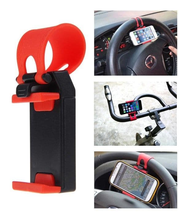 Telefonholder - Universel - Bilholder - Gummi - ABS Plast - Sort