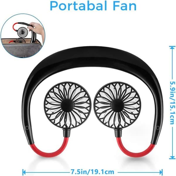 NakkeflFans - Bærbar - USB - 1200 mAh - 3 hastigheder - Sort
