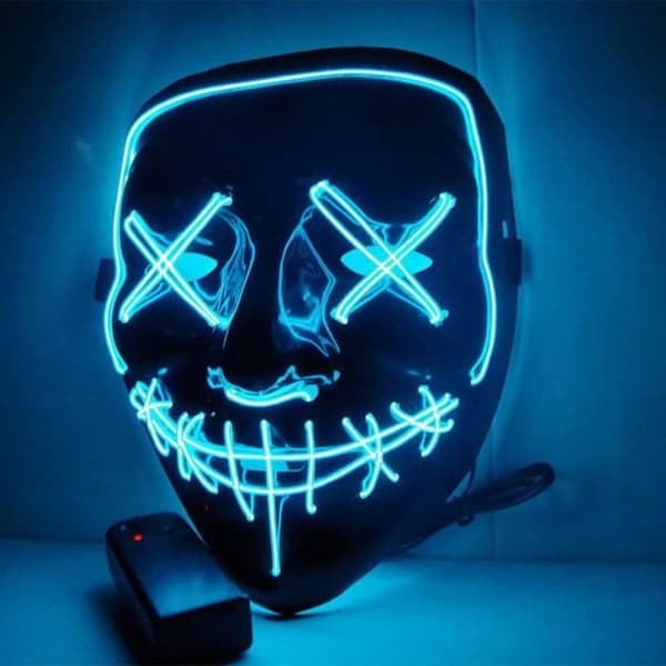 LED-lysende Purge-maske til Halloween - Blå