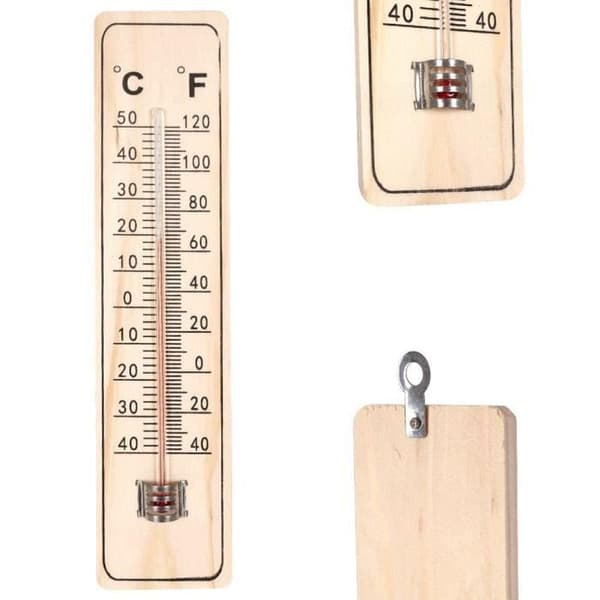 Väggtermometer - 5-pack - Hållbart trä - -40°C till 50°C - 21,5 cm x 4,8 cm