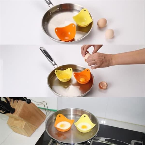 Röd Silikon Poach Cup Ägg Poacher
