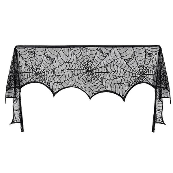 Duk - NAMOTU - Rektangulär - Spets i polyester - Halloween-dekoration - Svart