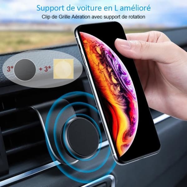Telefonholder - Universel - 360° Rotérbar - Magnetisk - Luftventil - Sort
