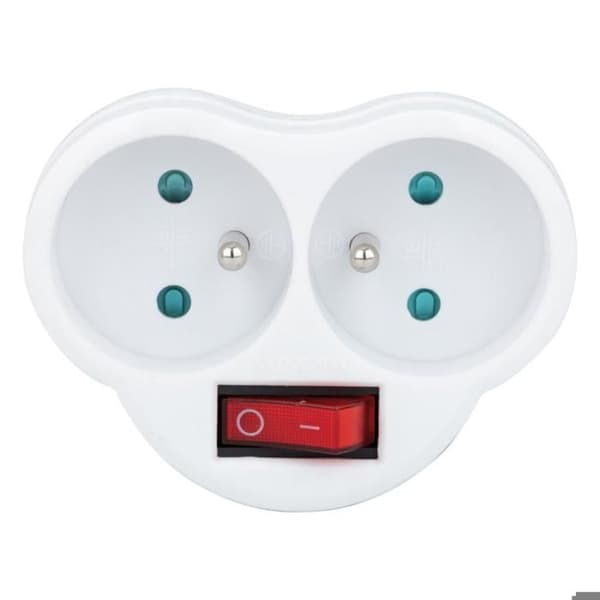 Stikdåse biplite 16A + frontkontakt - Hvid - Zenitech