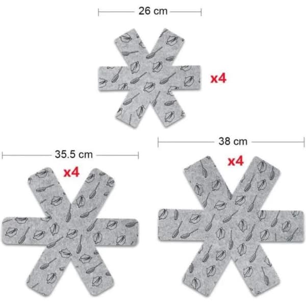 Beskyttelse mod ridser - Sæt af 12 - Non-woven materiale - 3 størrelser - Håndvaskbare