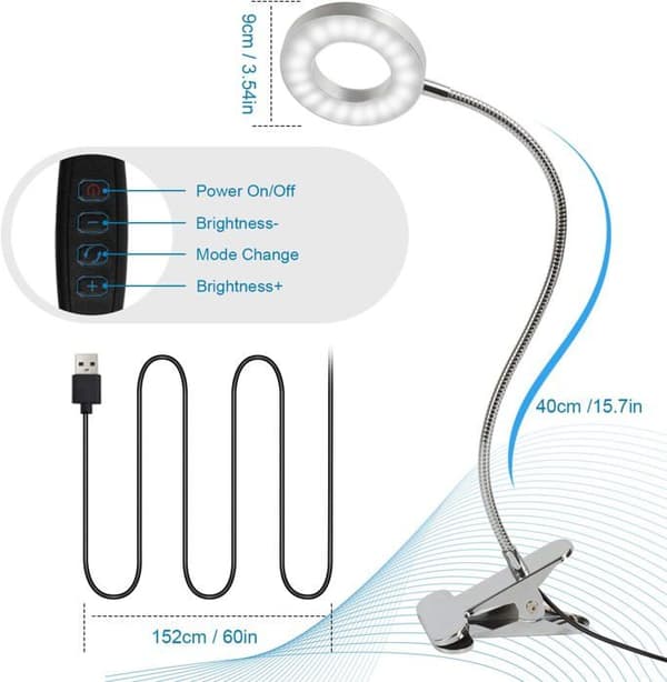 Työpöytälamppu - 8W - 48 LED - 3 Valotilaa - 10 Kirkkaustasoa