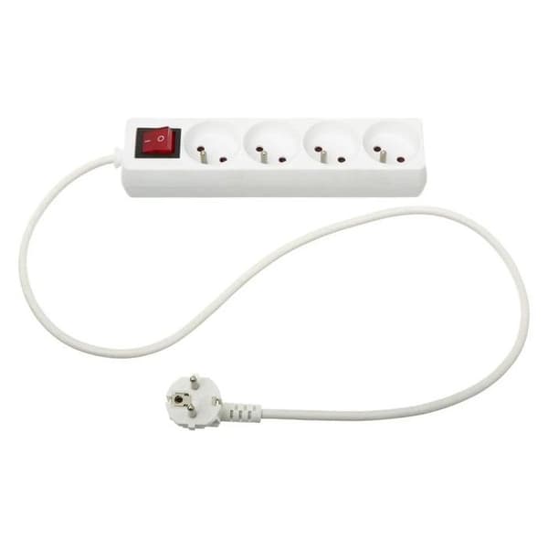 Stikdåse "4 Stik" 24cm Hvid
