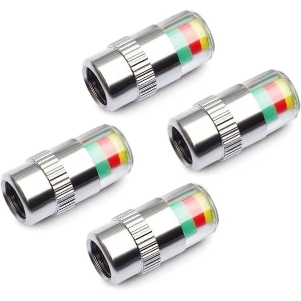 Ventilindikatorpropper - Sæt af 4 - Trikolore (grøn/gul/rød) - Rustfrit stål - 2,2x1 cm