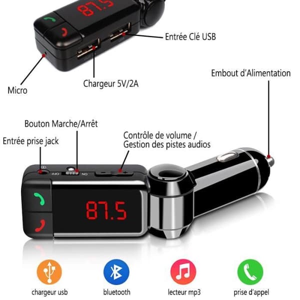 Håndfri Kit - Bluetooth - USB Oplader - Kompatibel med iPhone 6 - Sort - Bil