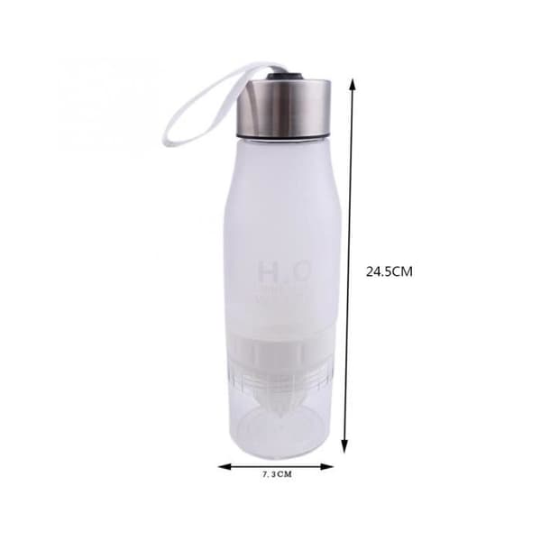 Vattenflaska - H2O - 650ml - Bärbar - Infuser - Vit