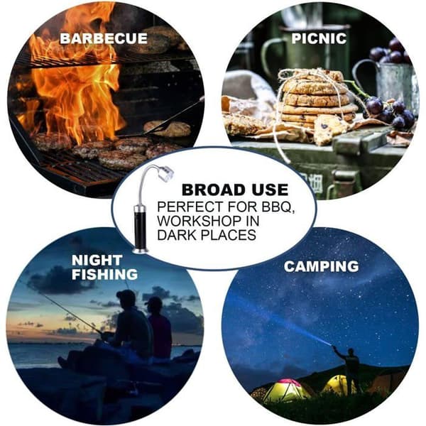 Grilllys - Meget Lysende LED - Magnetisk Base - Fleksibel 360° - 2 Stykker
