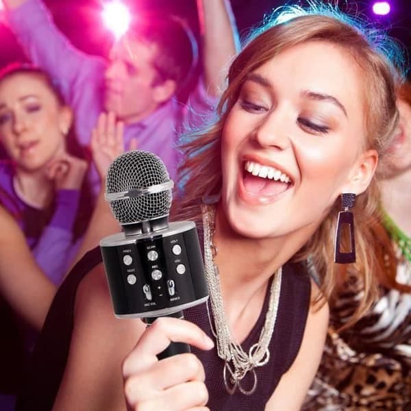 Trådløs Bluetooth Karaoke Mikrofon - Sort og grå - Elektrisk - Indendørs - Unisex