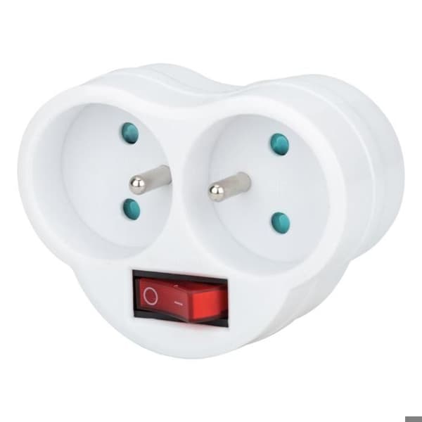 Stikdåse biplite 16A + frontkontakt - Hvid - Zenitech