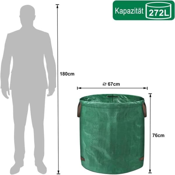 Havepose - Sæt af 3 272 L - Foldbare - Vandtætte - Genanvendelige