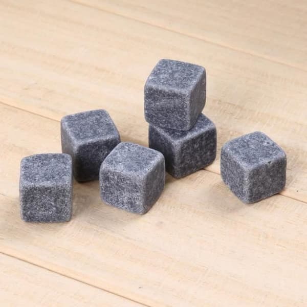 Vin køler - Naturlig sten - 6 stk - Sort farve - 2x2 cm