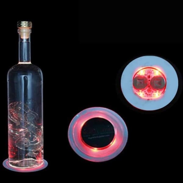 Upplyst glasunderlägg - YWEI - Mini - Grön - LED - 1 styck