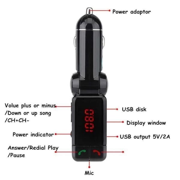 Langaton LCD Bluetooth -autotransmitteri FM MP3 A2DP Stereo Musiikkisoitin USB-lataus handsfree ISO Android