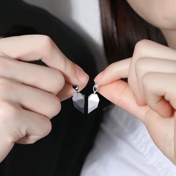 Collier - YWEI - 2 delar - Silver - Minimalistisk - Magnetiska älskare