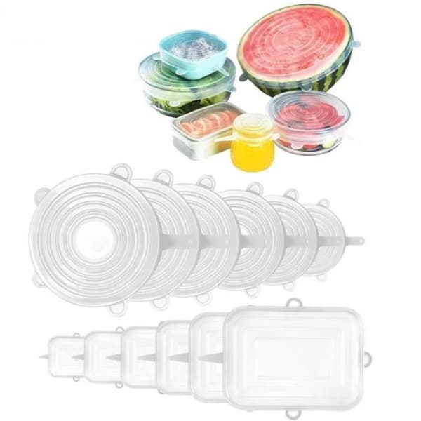 Universellt sträckbart lock - 6-pack - Utvidgbart - Återanvändbart - Silikon