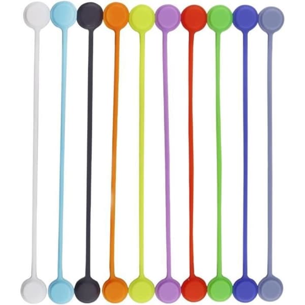 Kabelbindere - 10 stk. - Genanvendelige Silikone - Multi-Farver - 19 cm lang