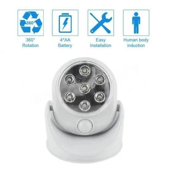 LED-lampe - Hvid - Bevægelsessensor - 360° - Trådløs