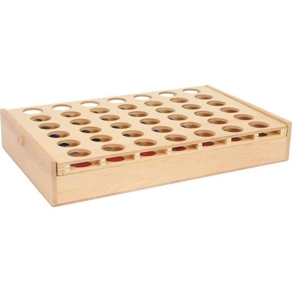 "Puissance 4 -matkapeli", "Puissance" matkaversio puulaatikossa