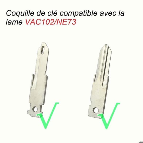 Nøglefob med 2 knapper til Renault Kangoo 2003-2011 Trafic 2002-2014 Master 2003-2010 VAC102 NE73