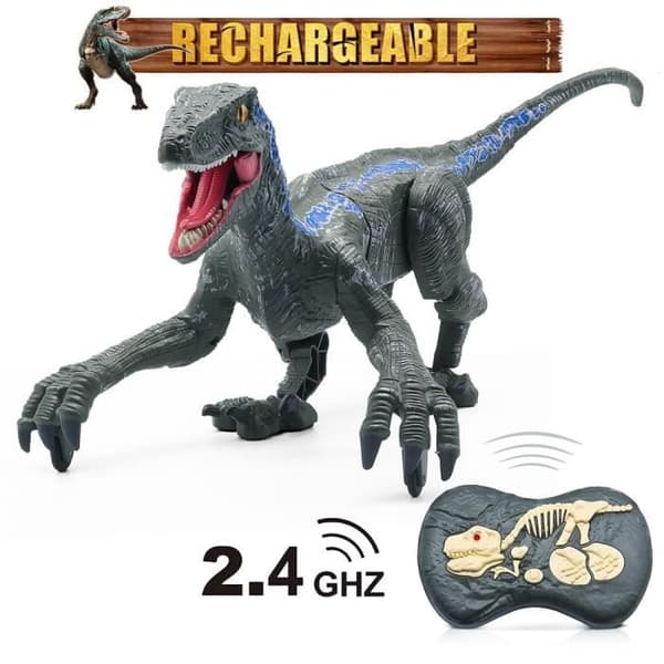 Fjernstyret legetøj - Dinosaur - Blå Raptor - 2.4G - Julegave - Barn