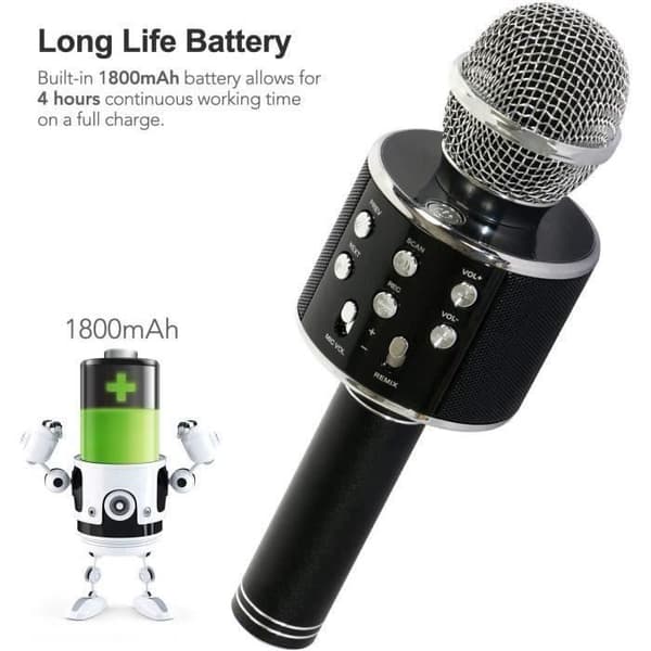 Trådløs Bluetooth Karaoke Mikrofon - Sort og grå - Elektrisk - Indendørs - Unisex