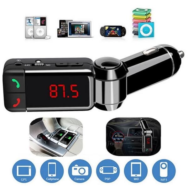 Bluetooth bilsæt FM transmitter MP3 afspiller aux håndfri LED display bærbar dobbelt USB oplader FM transmitter