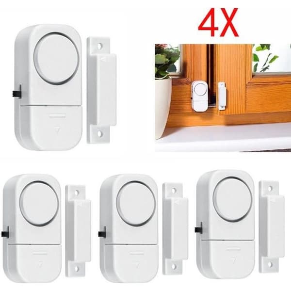 Alarm System - Hus - 4 Stk - Trådløs - Magnetisk Sensor - 90 db