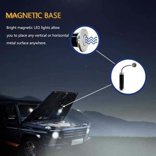 Grilllys - Meget Lysende LED - Magnetisk Base - Fleksibel 360° - 2 Stykker