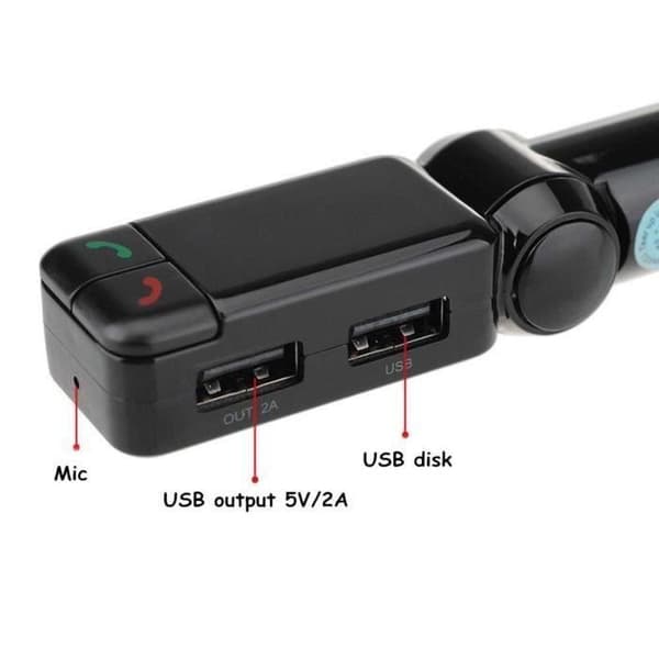 Trådløs LCD Bluetooth bil FM transmitter MP3 A2DP stereo musikafspiller USB oplader handsfree til ISO Android