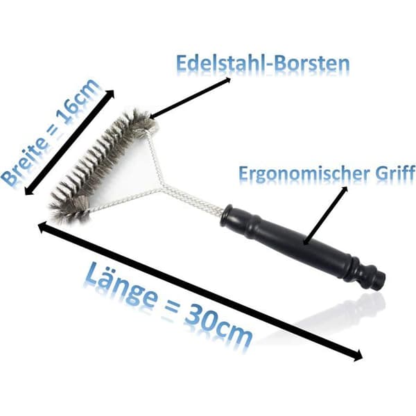 Grillbørste - Butik - Rustfrit stål - 30 cm - Rengøring 3 sider