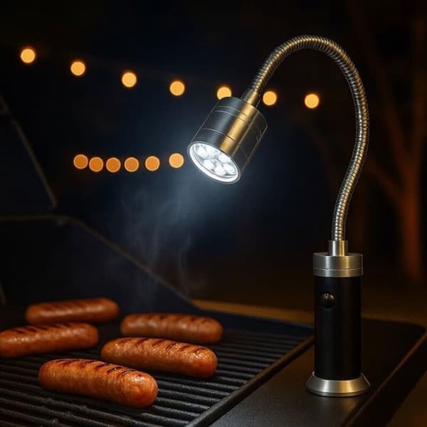 LED grillampe - Bærbart model - 9 hvide LED - 360° roterende hoved - Magnetisk base