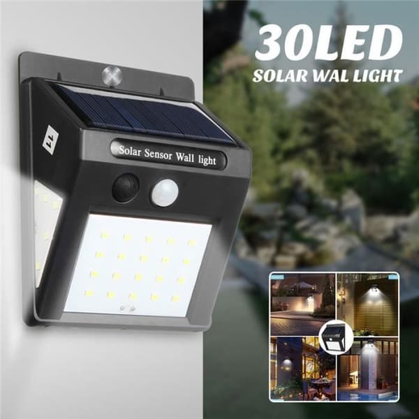 Udendørs Solcellelampe - 30 LED - Bevægelsessensor - Vandtæt IP65 - Sæt af 2