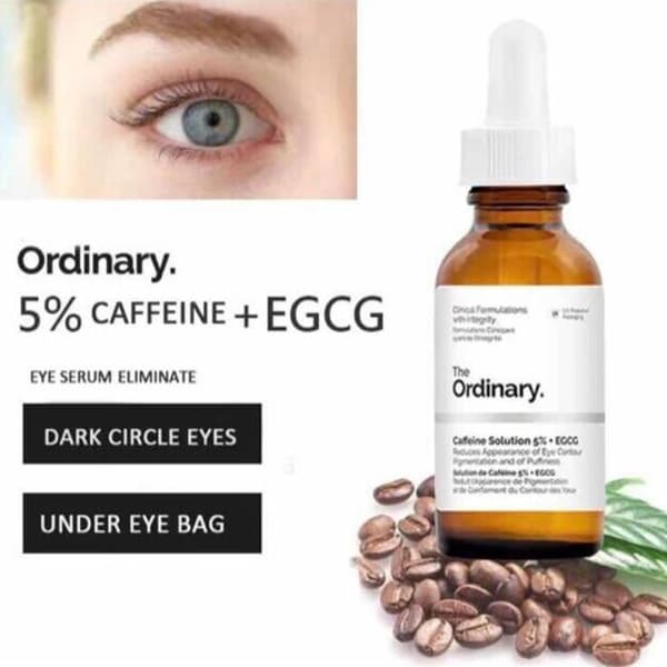 The Ordinary Sérum Caffeine Solution Essence 5 % + EGCG silmänhoitoon
